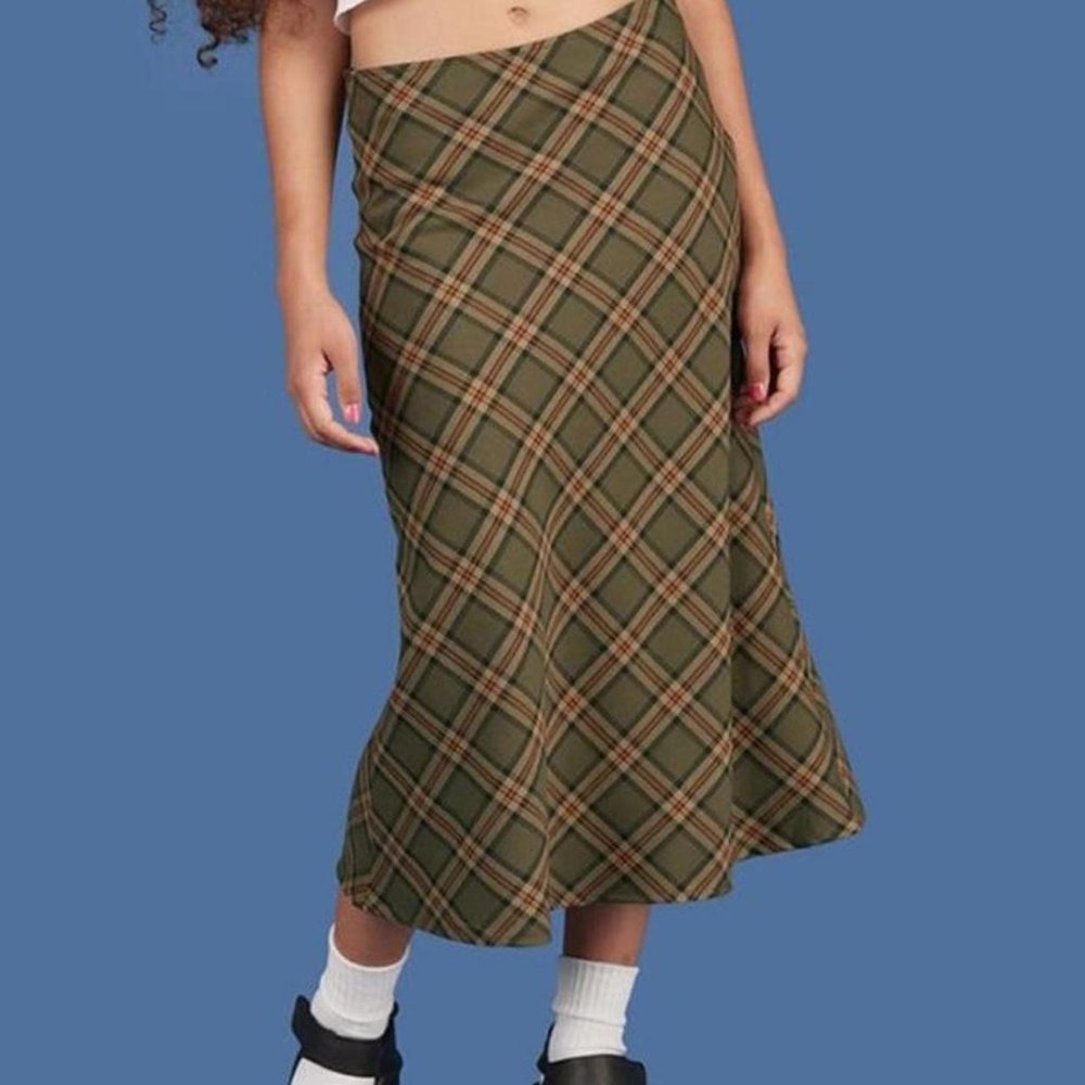 Super Cute Midi Skirt Suede Material Academia Indie Girl Aesthetic